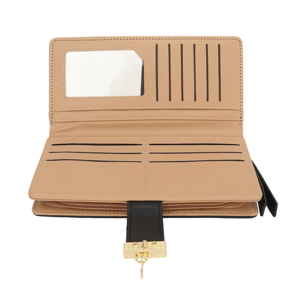 Women Long Wallet Large Capacity PU Leather Hollow Leaf Pattern Black-image-OPC-PKQDYKT-NEW