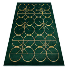 Exclusive EMERALD Carpet 1010 glamour, stylish circles bottle green / gold 120x170 cm