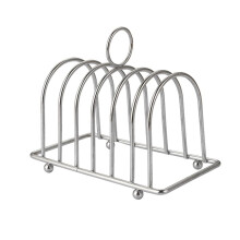 Bread Toast Holder Rack 6-Slot With Ball Feet And Loop Carry Handle, Solid Metal Wire Cooling Rack For Bread Pieces