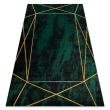 Exclusive EMERALD Carpet 1022 glamour, stylish geometric, bottle green / gold 180x270 cm