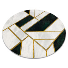 Exclusive EMERALD Carpet 1015 circle - glamour, stylish marble, geometric bottle green / gold circle 120 cm