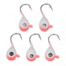 5 PCS Ice Fishing Jigs Kit Outdoor Ice Fishing Perch Hooks Winter Fishing Lures Pink 5MM