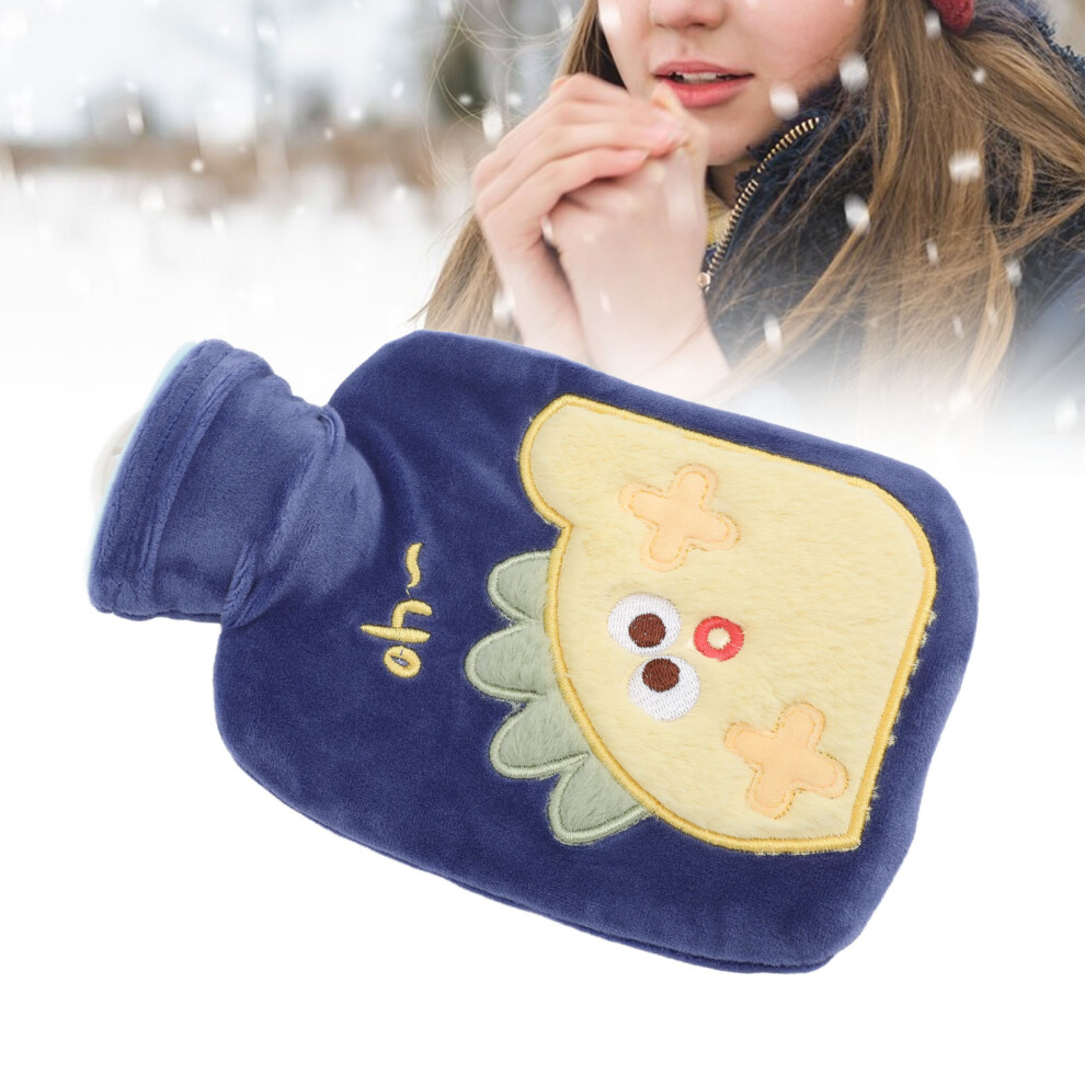 Dark/Blue Pvc Hot Water Bottle 500Ml Plush Cover For Pain Relief