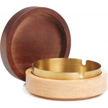 Ashtrays for Cigarettes Ash tray with Lid Wooden Ashtray for Weed with a Stainless Steel Ashtray Windproof Ashtray