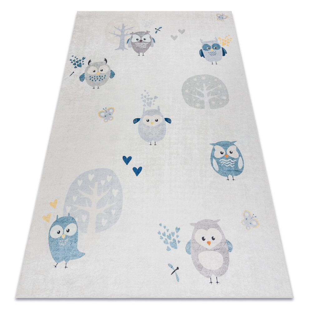 Bambino 1161 Washing Carpet Owls For Children Anti-Slip - 120X170 Cm Grey Rugsx