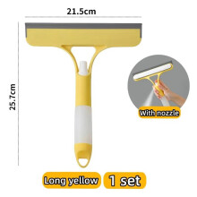 (Yellow) 3 in 1 Window Cleaning Scraper, Squeegee and Scrubber with Spray, Multifunctional Household Cleaning Tool, Car Windshield Cleaner
