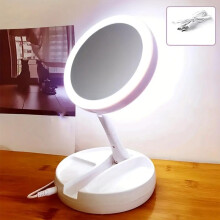 (white, 1pc) Magnifying LED Makeup Mirror with Light, Battery/USB Powered Mirror, Beauty Gift for Women, Batteries Not Included, Smart Mirror for Home