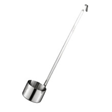 Stainless Steel Long Handle Wine Dipper Sauce Ladle Flat Bottom With Portable Hook 250ml Food Grade