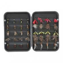 40Pcs Fishing Lure Fish Fly Bait Assortment Set Kit with Waterproof Box for Lake River