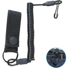 Paracord Tactical Lanyard For Police Rsg Holder, Spiral Key Chain, Elastic Safety Rope, Nylon Camping Lanyard, Black