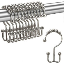 Shower Curtain Hooks Rings, Rust-Resistant Metal Double Glide Shower Hooks for Bathroom Shower Rods Curtains