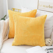 Throw Pillow Covers Set of 2 Soft Couch Pillow Covers Throw Pillows for Couch Bed, 18 x 18 inch,Yellow