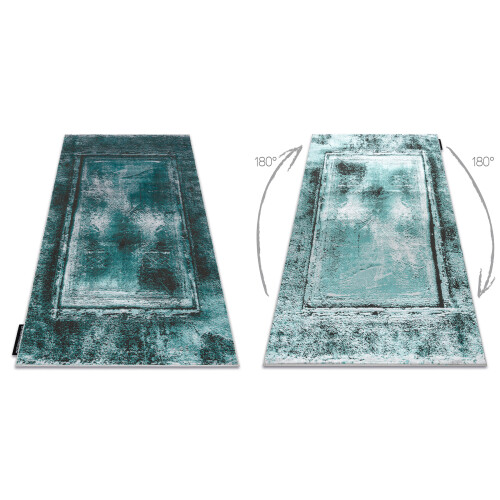 Modern DE LUXE carpet 634 Frame vintage - structural green / anthracite 240x330 cm 1