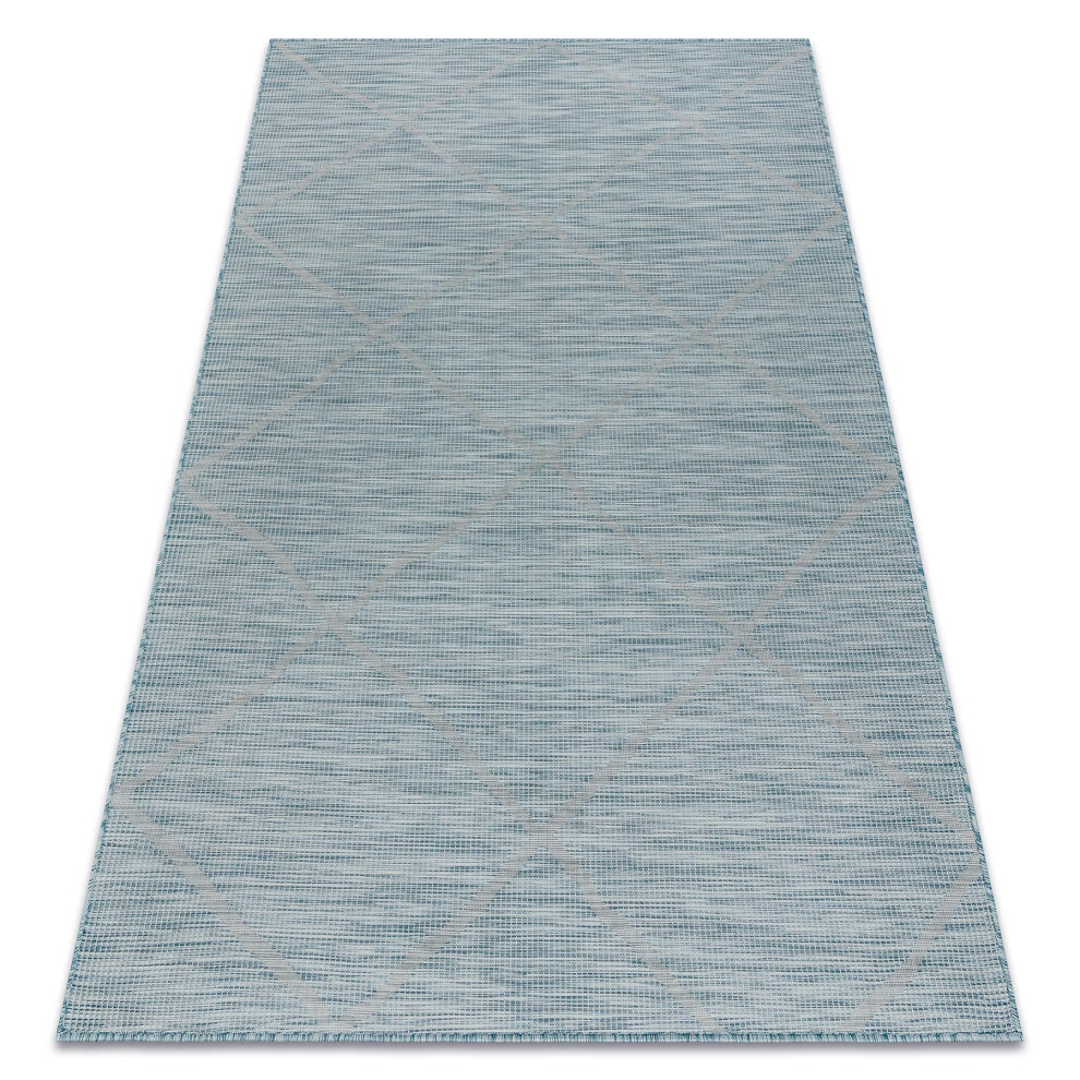 Koberec Sisal Patio 3075 Diamanty Ploché Tkaní - Aqua Modrá 78X150 Cm-image