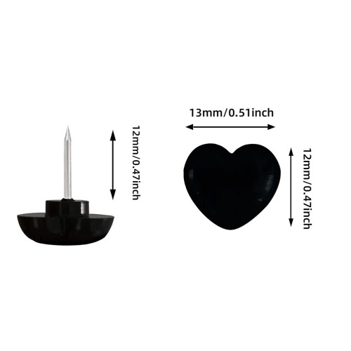 Heart Shaped Push Pin Black For Map Marking And Wall Display 1