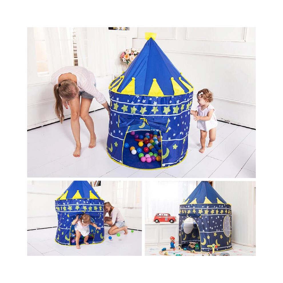 (Blue) Kids Wizard & Princess Castle Tent Boys Girls Gift Set - Foldable Water-Resistant Portable Playhouse for Indoor & Outdoor Fun-image-OPC-PKQFTHT-NEW