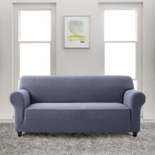 (Navy, 4 Seater) Oxford Homeware Spandex Sofa Cover - All-Round Elastic Fit Couch Covers for Living Room, Soft Washable Furniture Protector, Non-Slip Sofa