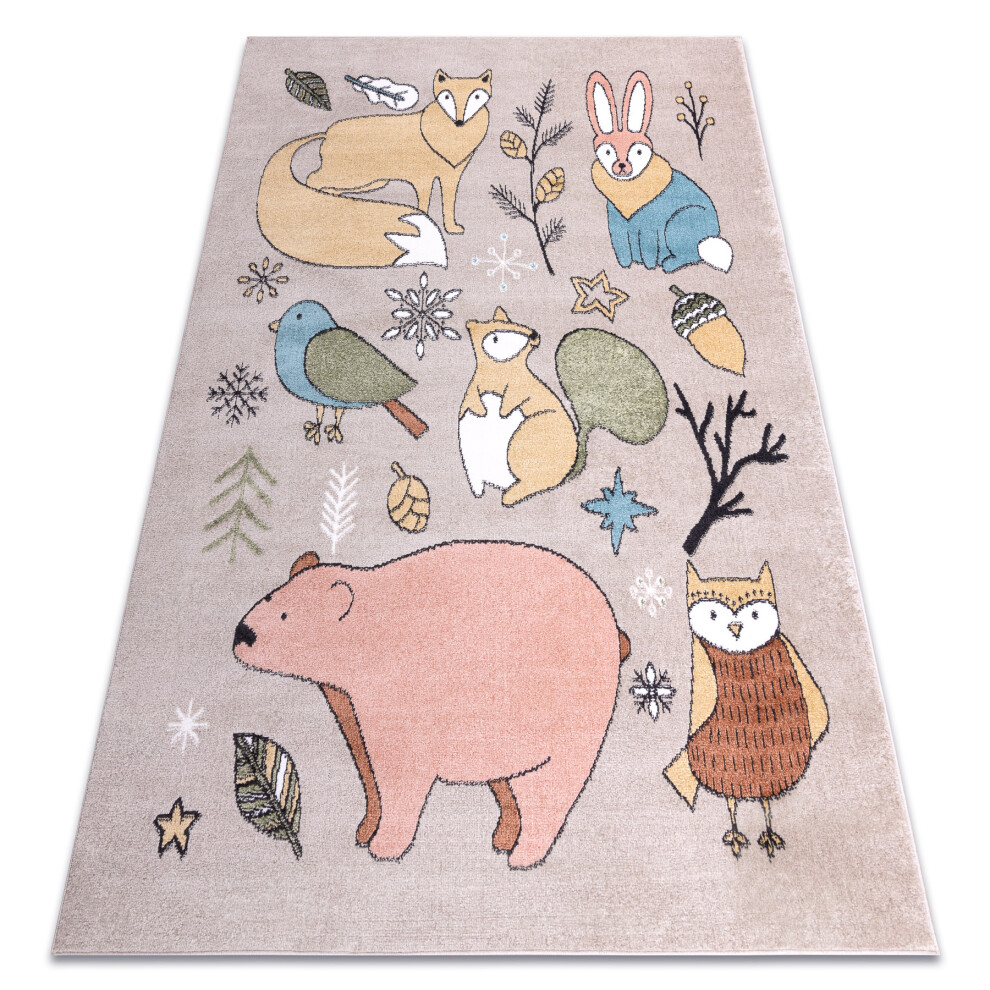Carpet Fun Forester For Children, Animals, Forest Beige 240X330 Cm Brown Rugsx