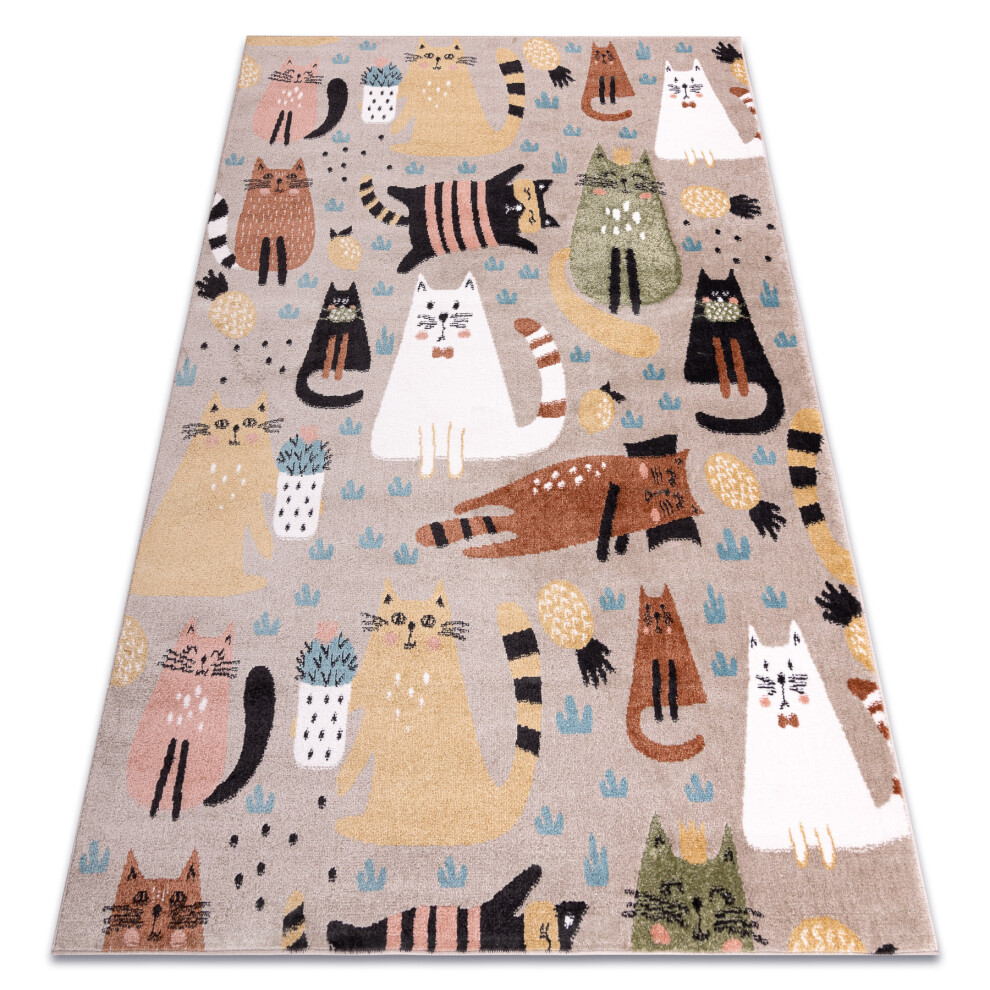 Rugsx Carpet Fun Kittens For Children, Cats Beige 200X290 Cm