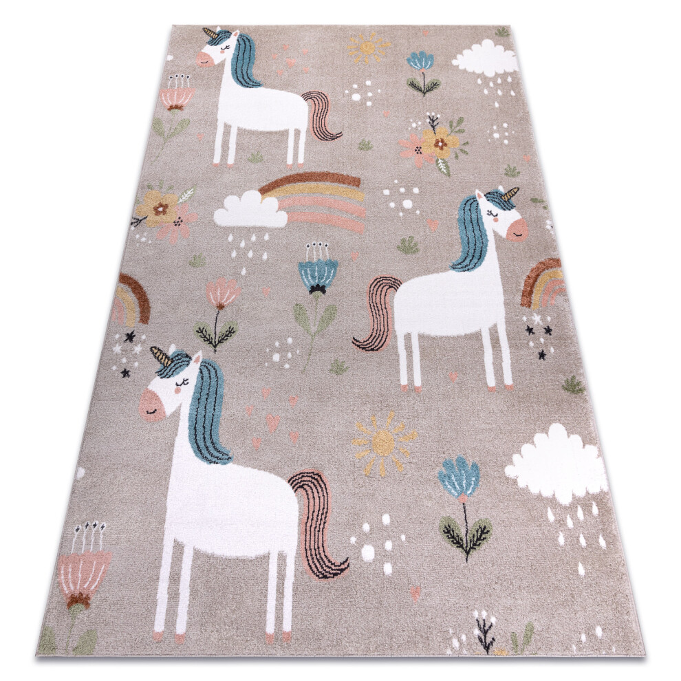 Carpet Fun Sweety For Children, Unicorn, Rainbow Beige 80X150 Cm Brown Rugsx