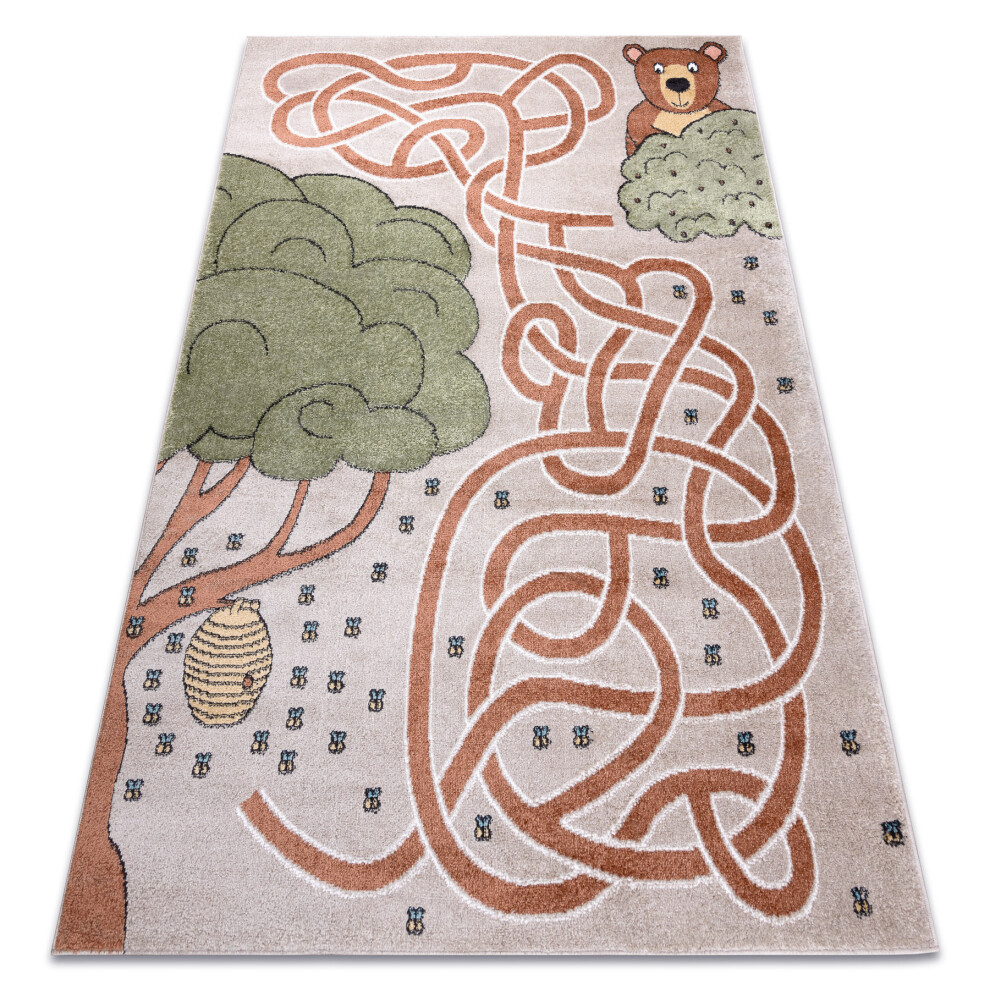 Carpet Fun Honey For Children, Bear, Bees Beige 240X330 Cm Brown Rugsx