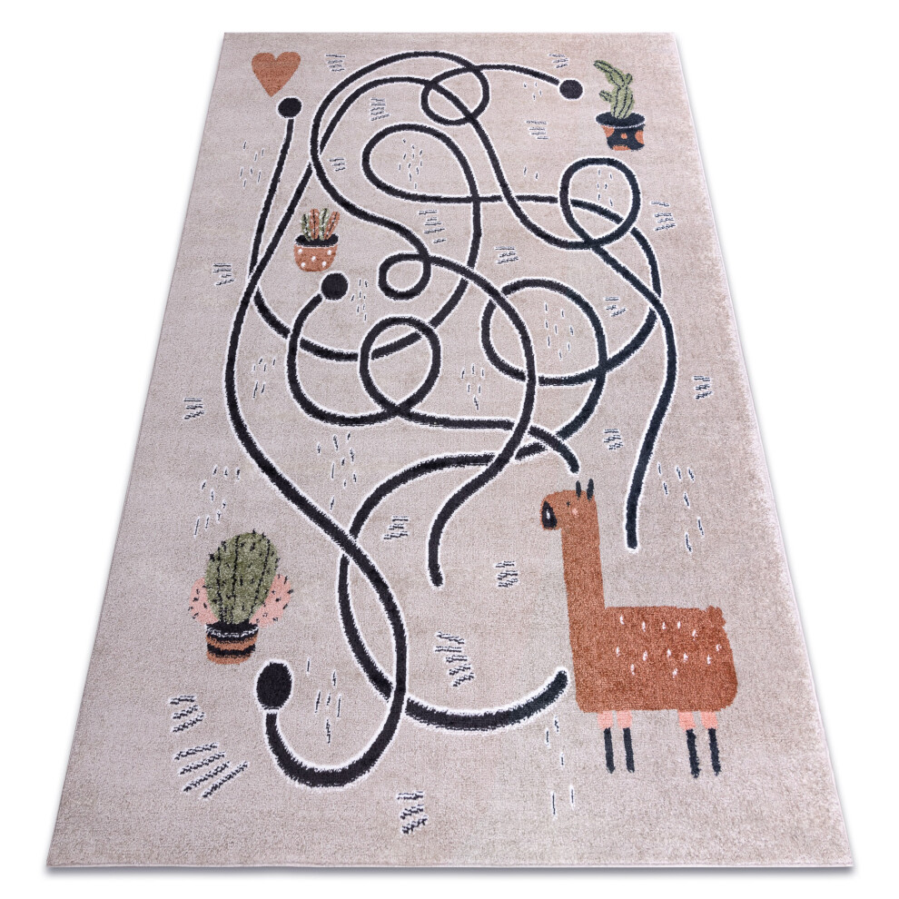 Carpet Fun Game For Children, Game, Llama Beige 160X220 Cm Brown Rugsx
