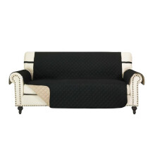 (BLACK, 2 SEATER) CHARKHAH LONDON Solid Color Soft Sofa Cover, Non-slip Slipcover for Home Living Room Bedroom Office - Fathers Day Decor