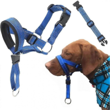 Dog Head Halter with Reflective Strap, Safety No-pull Dog Collar, Adjustable Harness TrainingBlueL