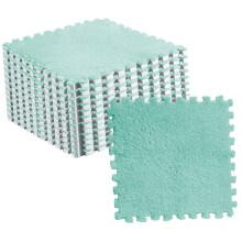 10 Plush Mint Green Foam Tiles - Safe Interlocking Floor Mat Solution
