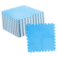 10pcs Sea Blue Plush Foam Puzzle Floor Mat Tiles, 30 x 30cm