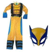 Kids Wolverine Costume Boy Superhero Jumpsuit Kids Halloween Cosplay Mask/wolf Claw Props Fantasy2Pcs SetS(110-120CM)