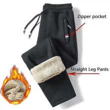 Winter Lambswool Warm Casual Pants Men Fitness Sportswear Tracksuit Bottoms Sweatpants Trousers Track Pants Mens Joggersmatte blackXL