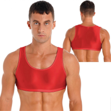 Men's Muscle Tank Top Round Neck Undershirt Vest Gym Sports Crop TopburgundyL
