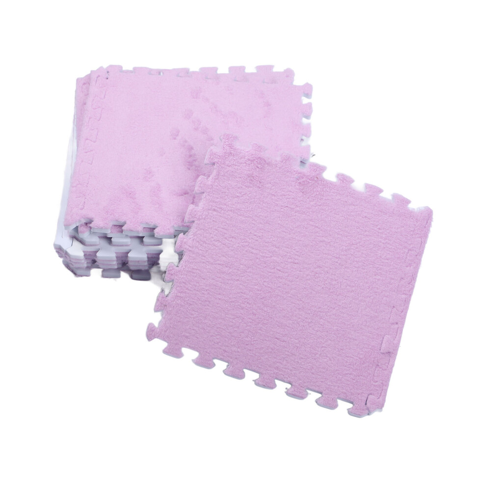 Soft Purple Plush Foam Floor Tiles: 10pcs Interlocking & Safe