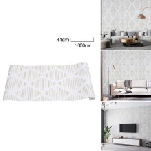 (No.3, 10m L x 0.44m W) Lifeideas Modern Geometric Diamond Grey Linen Textured Wallpaper,PVC Self-Adhesive Peel and Stick Home DIY Decor Wall Sticker for Living