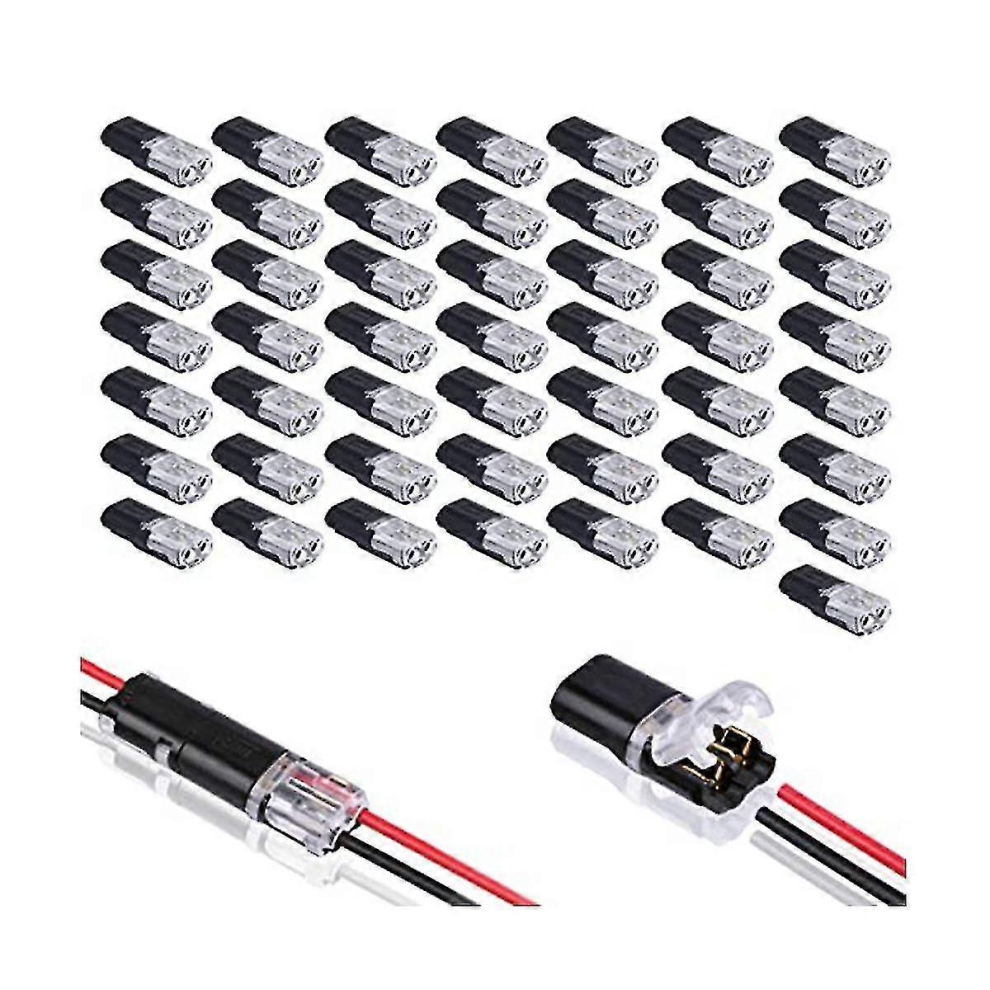 50Pcs Double-Wire Plug-In Connector With Locking Buckle,Pluggable Connectors 2 Pin 2 Way Universalas Shown 7057162172710