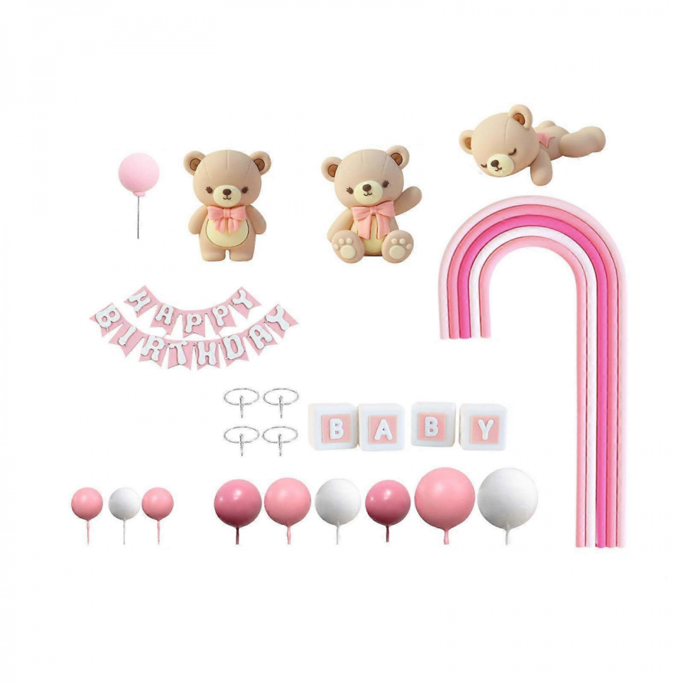 23X Bear Cake Toppers Cake Decorations Little Scenery Landscape Layout Ornamentspink 7057162173274