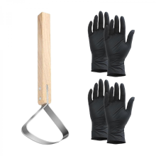Leather Craft Scraper Fleshing Tool with Gloves Wood Handle Leather Fleshing Tool Leather Trimming Tool for LeatherMulticolor
