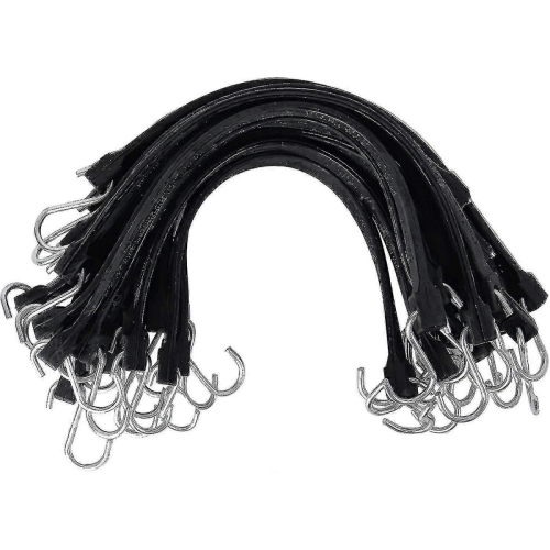 20 Pack 15' Adjustable Rubber Tarp Straps with Hooks for Securing Canvases