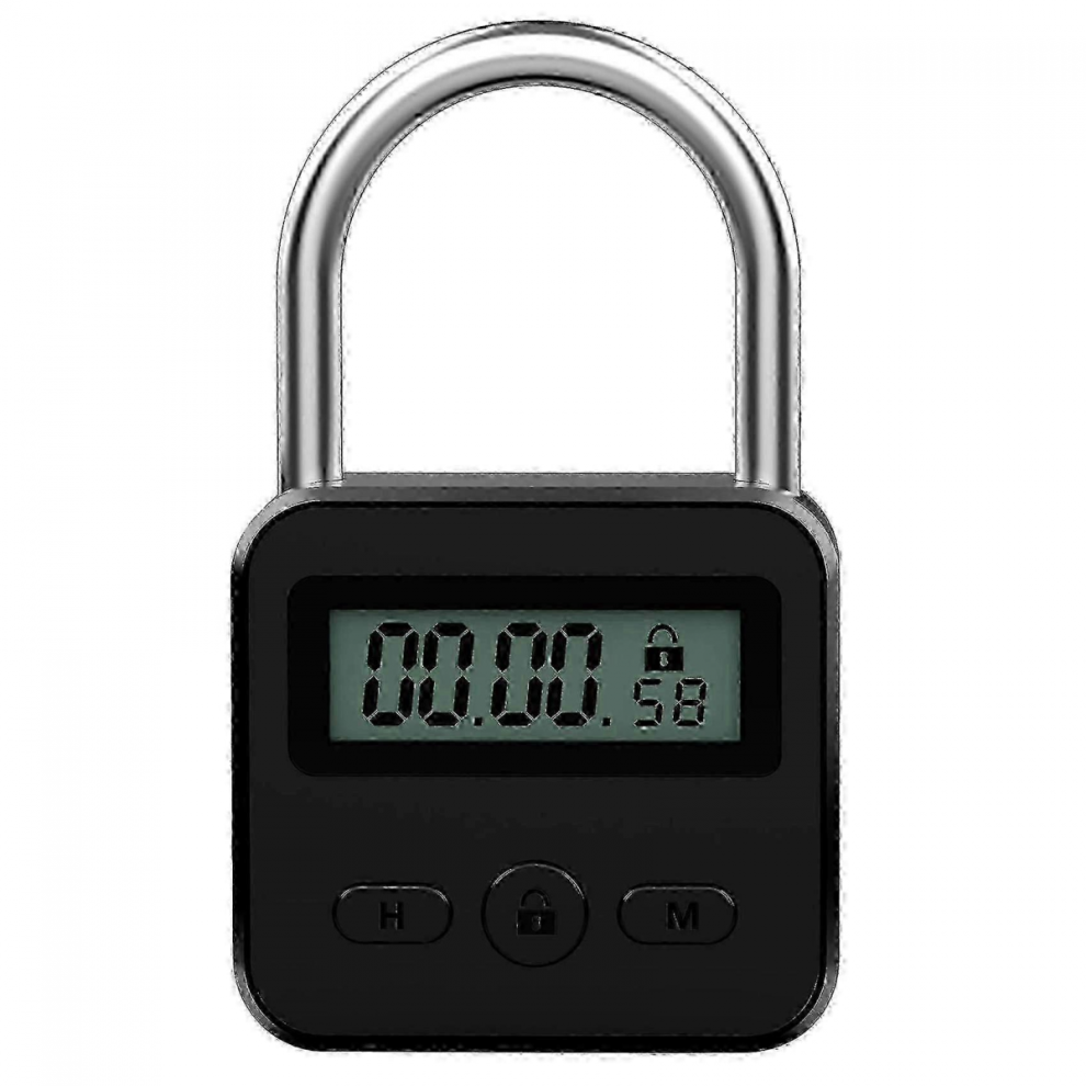 Metal Timer Lock LCD Time 99 Hours Max Timing USB Timer Padlock - KMBlack-image-OPC-PKQG8FP-NEW