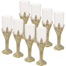 12pcs Vintage European Style Wine Glasses Retro Goblets for Whisky and Banquet Celebrations in Parties and ChurchesGolden11X3cm