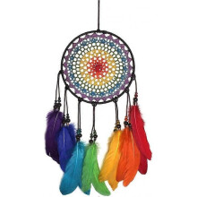 Dream Catchers Colorful Rainbow Dreamcatcher Handmade Ornaments Wind Chimes Rainbow Feather Dream Catchers