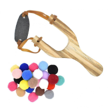 Wooden Sling Shot Solid Wood Toy Plush Balls Hunting Catapult Game Recreational Activities Assorted Color 1SetAssorted Color18x8.5cm