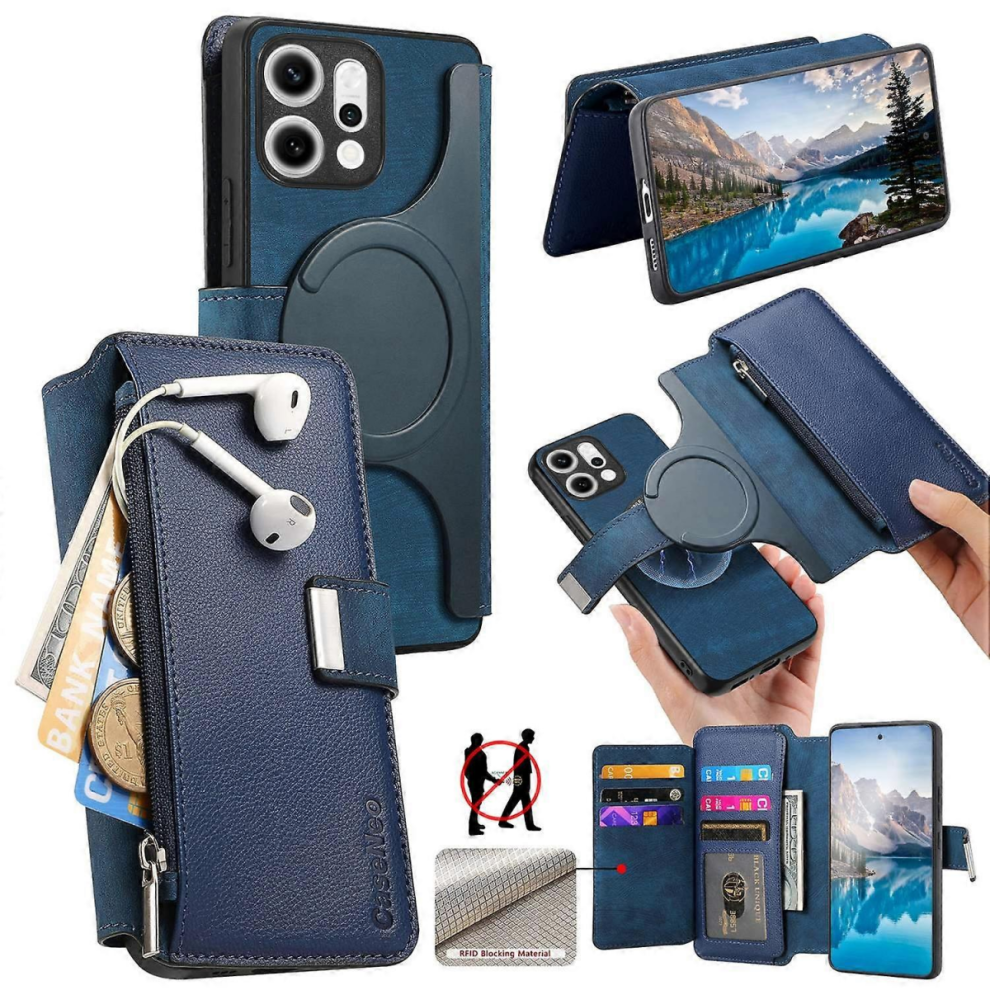 For Oppo Reno14 5G (Global) Case Caseneo Mw-02 Detachable Magnetic Leather Flip Phone Coverdark Dark Blue 7057162186670