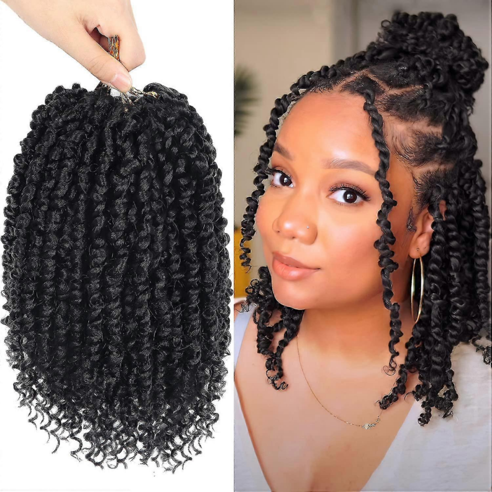 8 Packs Passion Twist Crochet Hair 10 Inch Pre-twisted Short Crochet Passion Twist Hair, Pre Looped Passion Twist Crochet Braids Bohemian Crochet Hair
