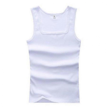 Men Muscle Vests Cotton Underwear Sleeveless Tank Top Solid Muscle Vest Undershirts Square Collar Gymclothing Bodybuilding Tank TopswhiteXXL
