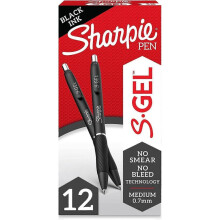 Gel Pens, Medium Tip (0.5mm), Black Ink Gel Pens, 1 Pack of 12 (Black)