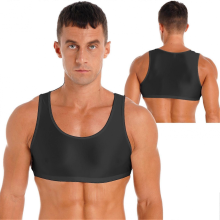 Men's Muscle Tank Top Round Neck Undershirt Vest Gym Sports Crop TopblackL