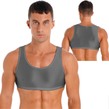 Men's Muscle Tank Top Round Neck Undershirt Vest Gym Sports Crop Topdark grayM