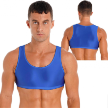Men's Muscle Tank Top Round Neck Undershirt Vest Gym Sports Crop Toproyal blueL